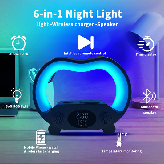 6-in-1 Multifunctional Wireless Charging Atmosphere Light